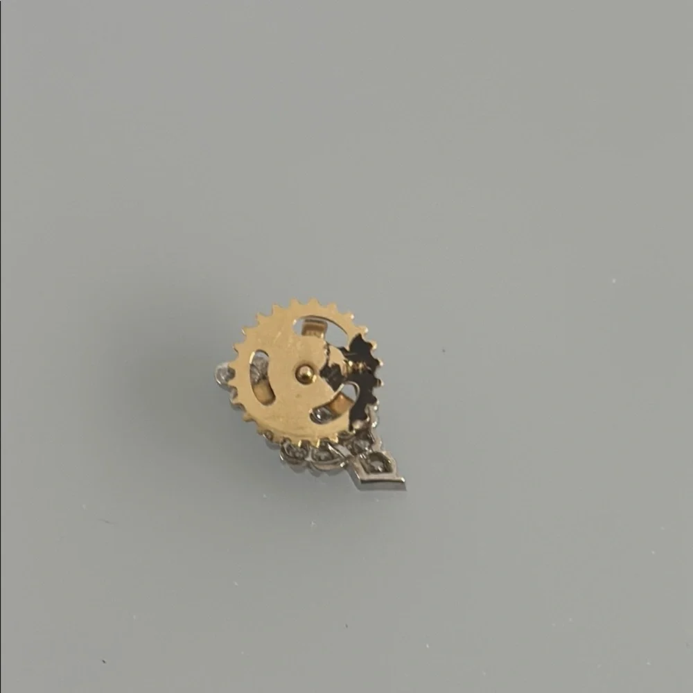 18k Diamonds real solid white gold and 10k Yellow Gold Mason Brooch
